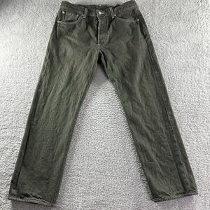 Levi 501 Jeans Mens 36x32 (Fits 35x29) Green Denim‎ Rare Button Fly EUC